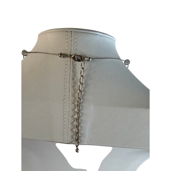 AB and black beads station necklace silver toned necklace.  15” + 3” ext - Picture 3 of 5